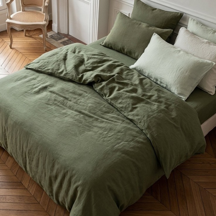Housse de Couette Adulte Satin de Coton Bio lavé