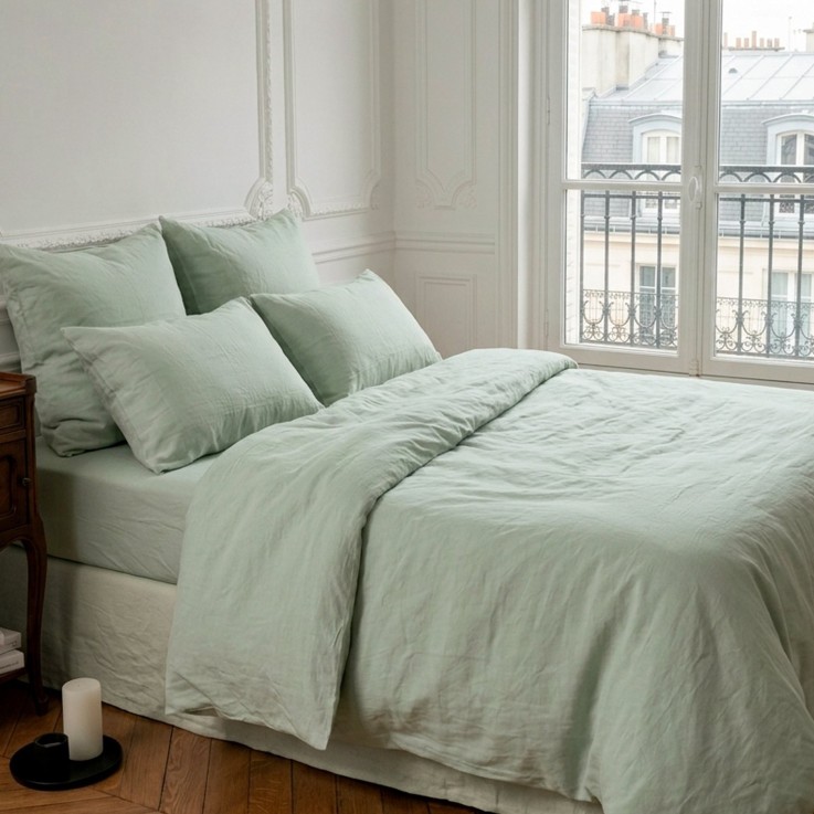 Housse de Couette Adulte Satin de Coton Bio lavé