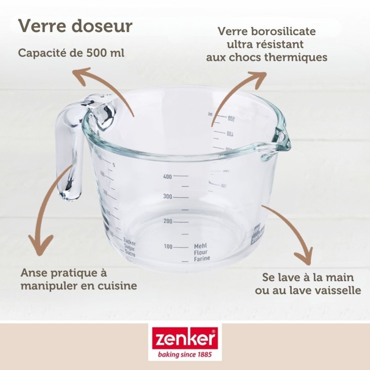 Verre mesureur en verre 500 ml Zenker