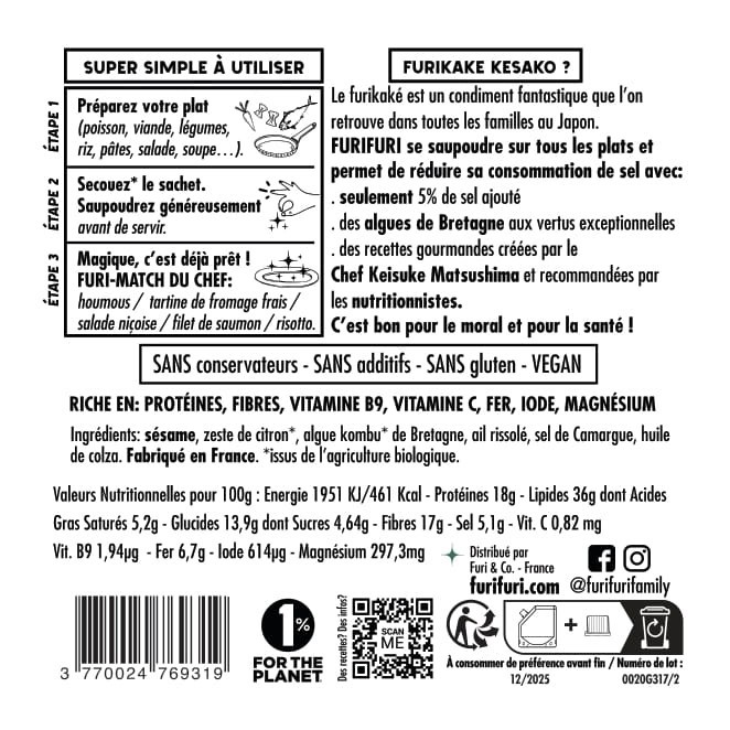 ECO-RECHARGE FURIKAKE CITRON DUO - Alternative au sel - Condiment sésame & algues