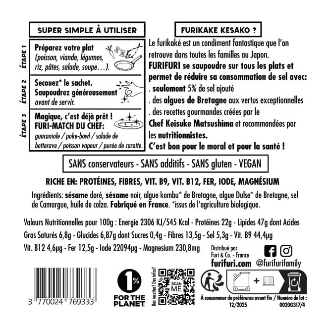 ECO-RECHARGE FURIKAKE ORIGINAL DUO - Alternative au sel - Condiment sésame & algues