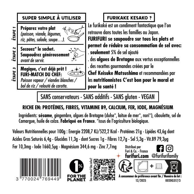 ECO-RECHARGE FURIKAKE GINGEMBRE DUO - Alternative au sel - Condiment sésame & algues