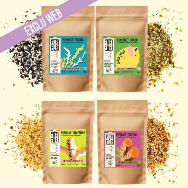 PACK 4 ECO-RECHARGES FURIKAKE - Alternative au sel - Condiment sésame & algues