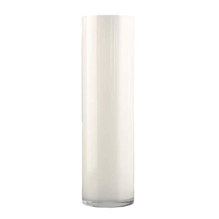 Vase cylindrique 52 cm blanc en verre