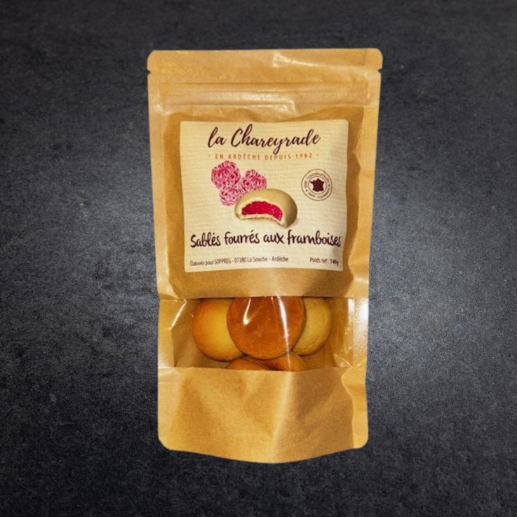 Sablés fourrés aux framboises - 140 gr