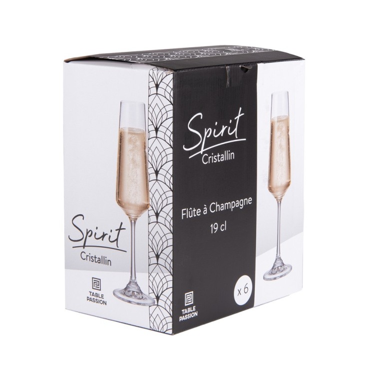 Boite de 6 flûtes Spirit 19 cl en verre cristallin