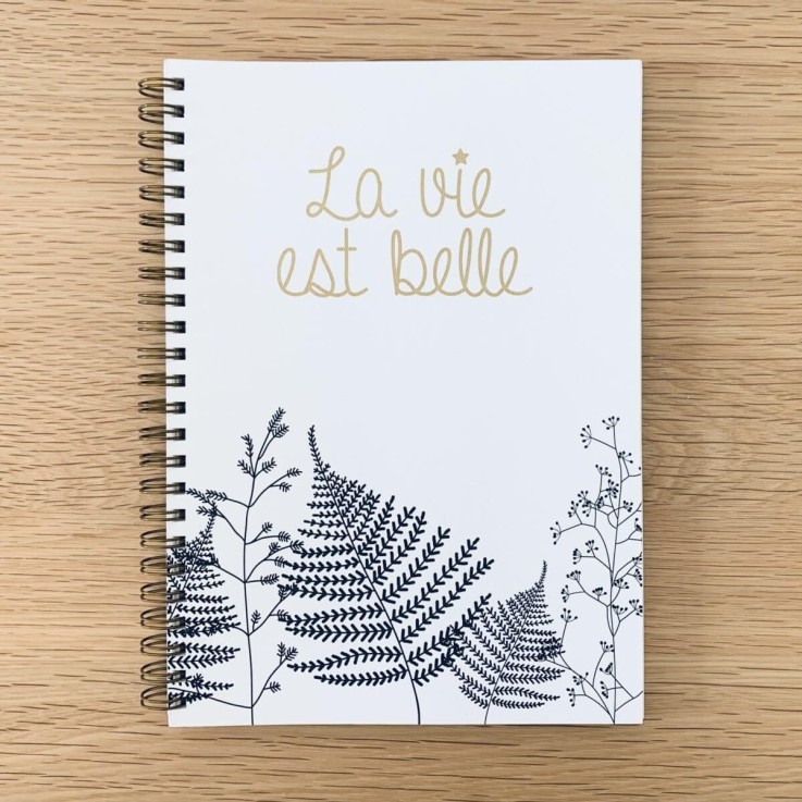 Carnet en papier A5 - Lignes spirales - La vie est belle