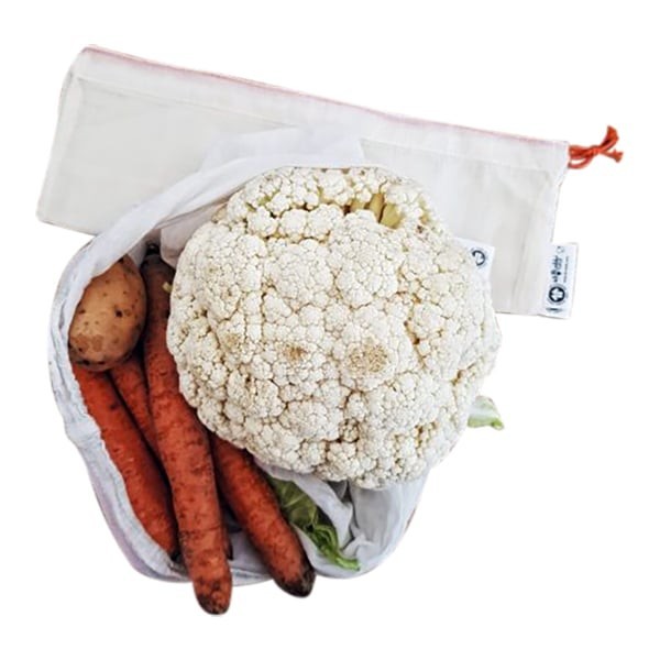 Lot de 5 sacs réutilisables fruits et légumes Coton Bio