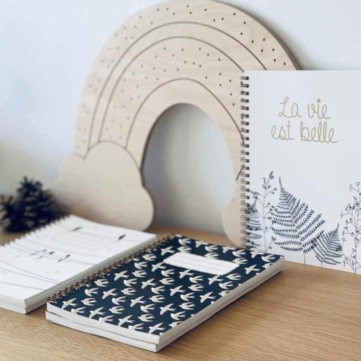 Carnet en papier A5 - Lignes spirales - La vie est belle