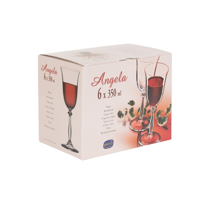 Boîte de 6 verres à pied Angela filet or 35 cl en verre cristallin
