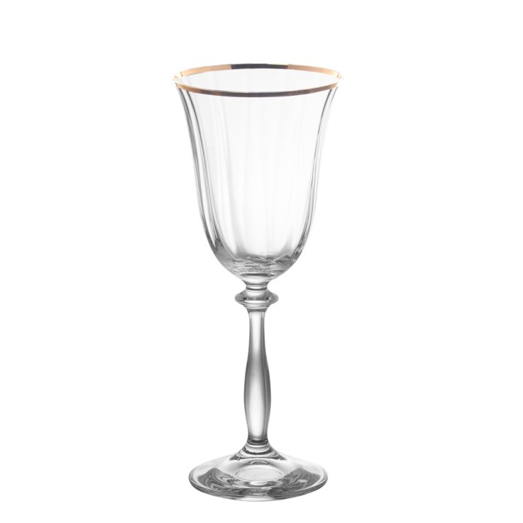 Boîte de 6 verres à pied Angela filet or 35 cl en verre cristallin