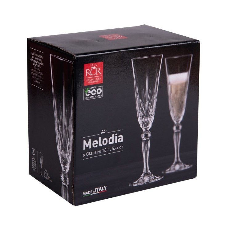 Boite de 6 flutes Mélodia 16 cl en verre cristallin