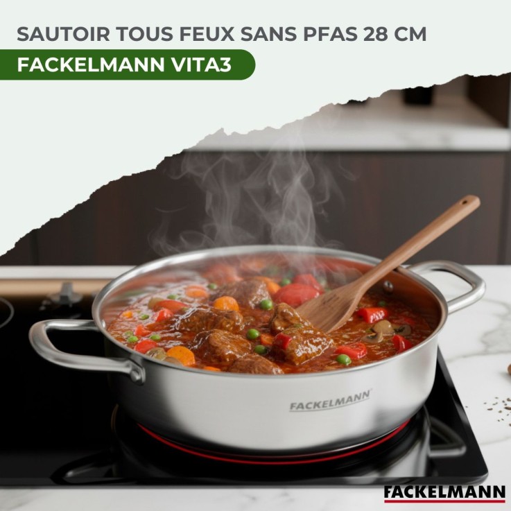 Sautoir 28 cm en inox 18/10 Triply Fackelmann Vita3