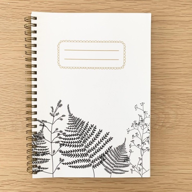 Carnet en papier A5 - Lignes spirales - Botanique