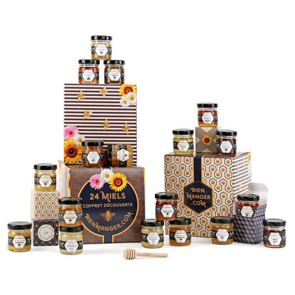 Coffret découverte 24 pots de miel - Le coffret cadeau (24x40g + 1 cuillère)