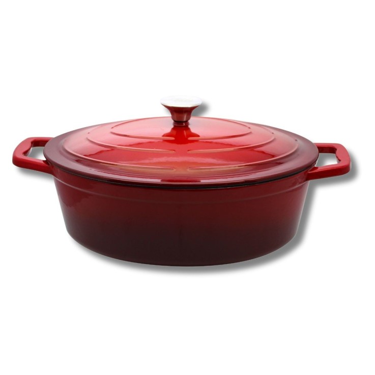 Cocotte ovale en fonte émaillée 33 cm de long rouge cerise 4,9 L Elo