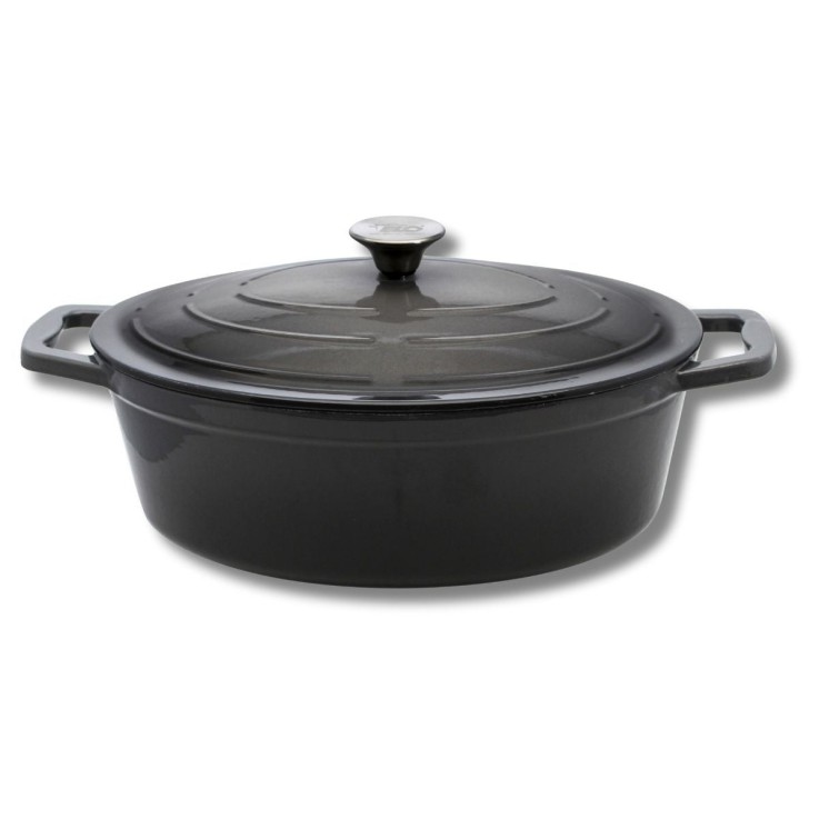 Cocotte ovale en fonte émaillée 33 cm gris classique 5 L Elo