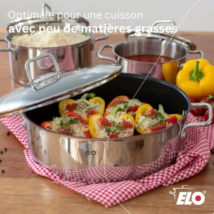 Sautoir 28 cm en acier inoxydable 18/10 antiadhésif Elo Citrin