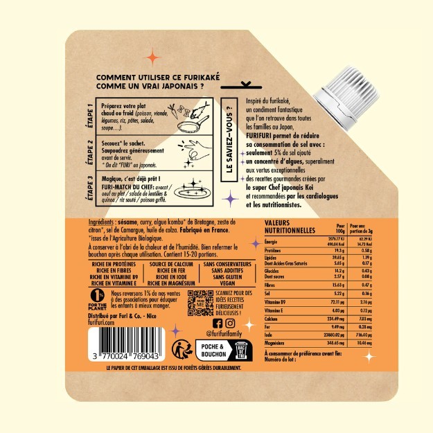 FURIKAKE CURRY DOUX DUO - Alternative au sel - Condiment sésame & algues