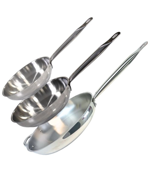 Lot de 3 poêles inox de 24...