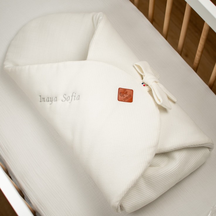 Gigoteuse d'emmaillotage évolutive nid d'abeille en coton 0-6 mois