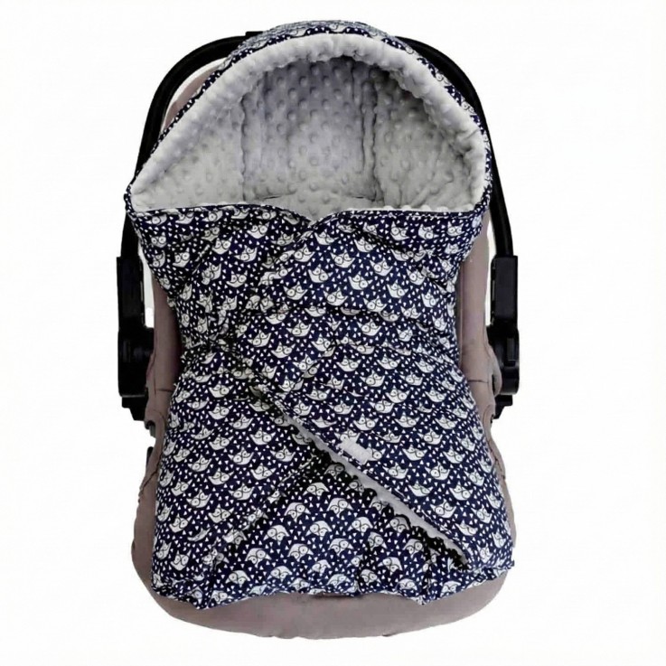 Couverture enveloppante nid d'ange bébé réversible en coton minky ELI