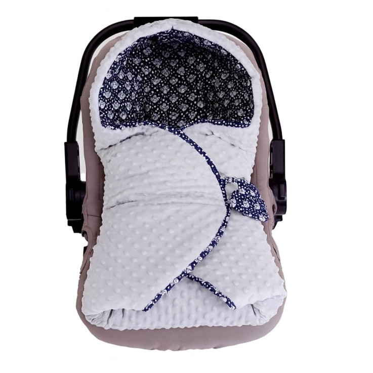 Couverture enveloppante nid d'ange bébé réversible en coton minky ELI