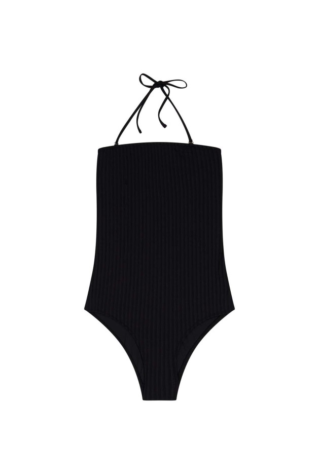 Maillot 1 pièce bustier Noir en Fibres Recyclées