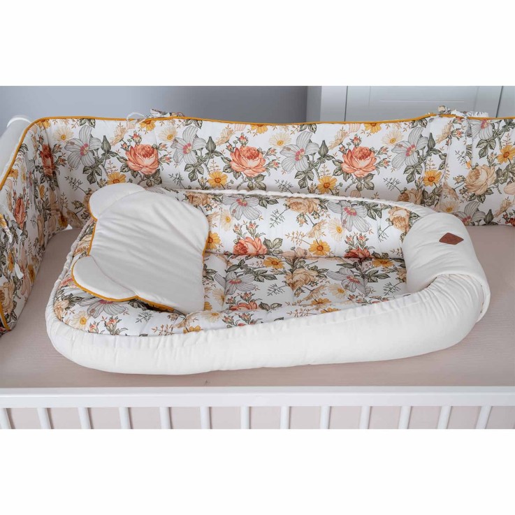 Cocon bébé matelassé - nid réducteur de lit en coton, Néo Vintage