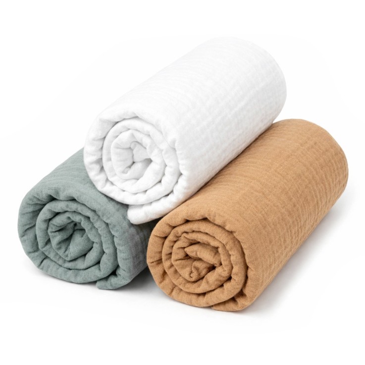 Lot de 3 Draps housses couffin en gaze de coton, Tendance
