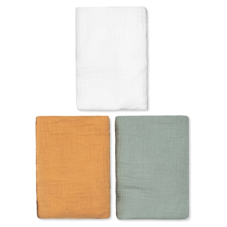 Lot de 3 Draps housses couffin en gaze de coton, Tendance