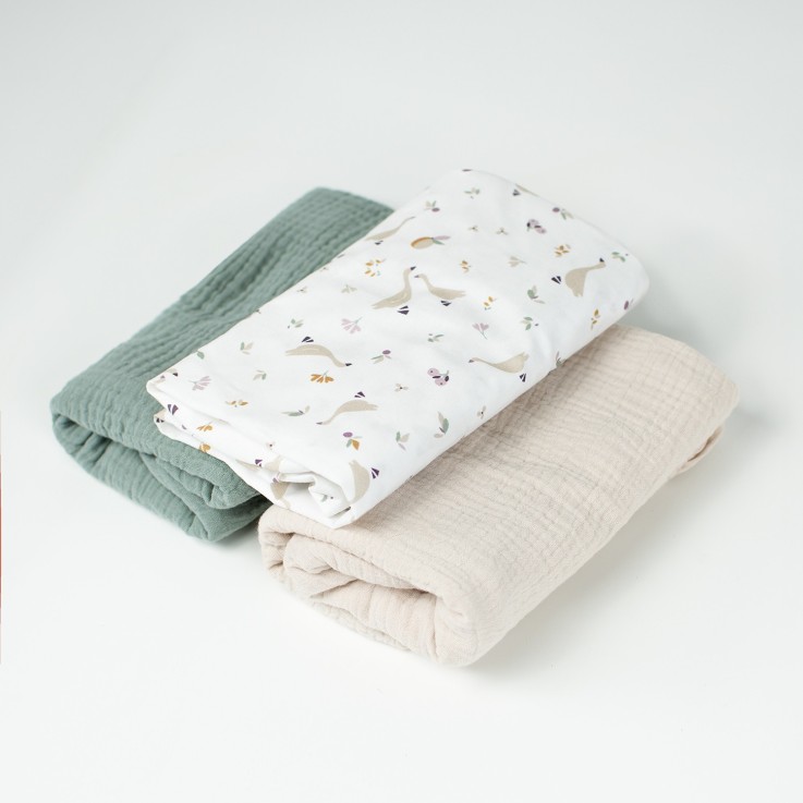 Lot de 3 Draps housses couffin en coton, Sidonia