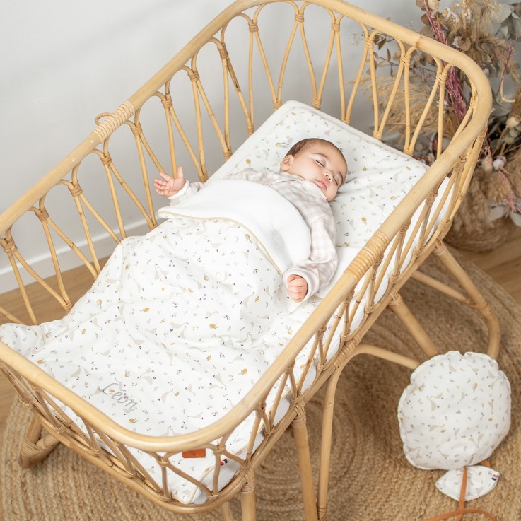 Set coussin et couverture pour berceau et couffin en coton, Sidonia