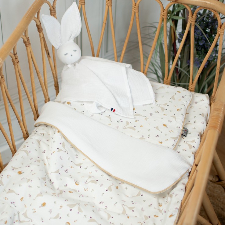 Set coussin et couverture pour berceau et couffin en coton, Sidonia