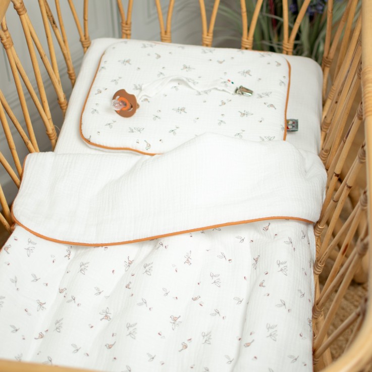 Ensemble coussin et couverture pour berceau et couffin en coton, Melody