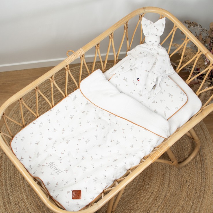 Ensemble coussin et couverture pour berceau et couffin en coton, Melody