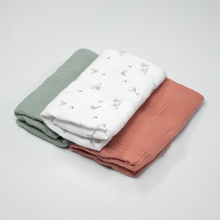 Lot de 3 Draps housses couffin en gaze de coton, Melody