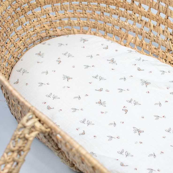 Lot de 3 Draps housses couffin en gaze de coton, Melody