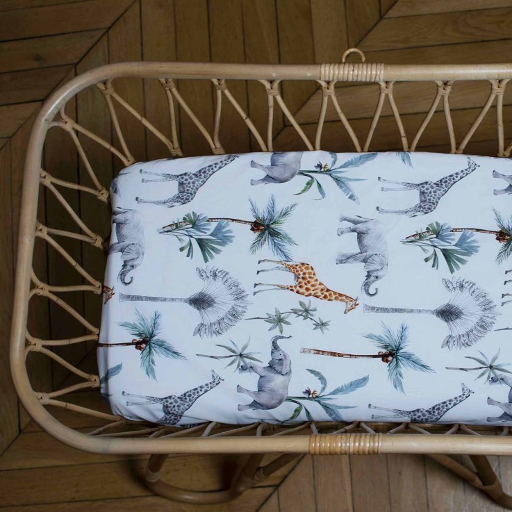 Drap housse couffin ovale en coton, Safari