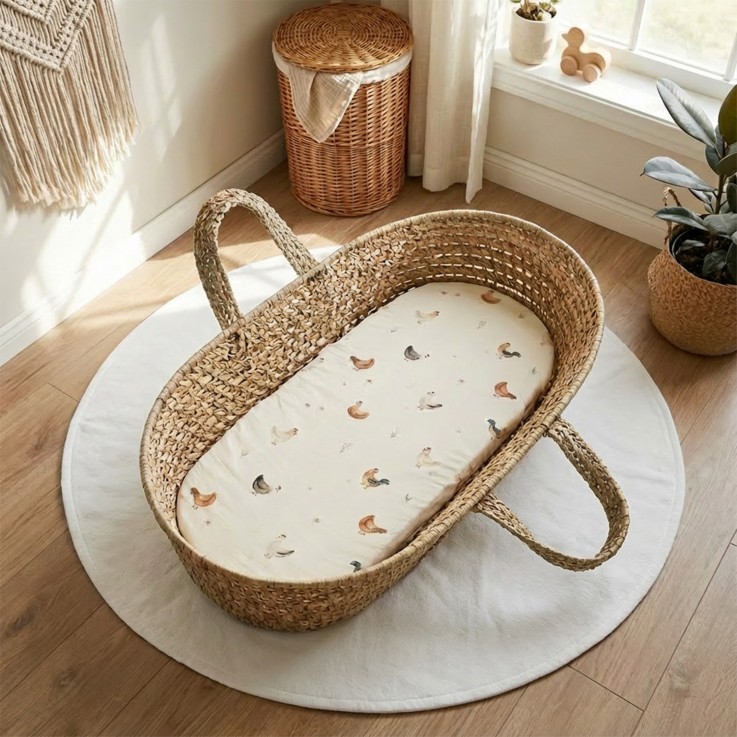 Lot de 3 draps housses couffin panier moïse coton Gallina