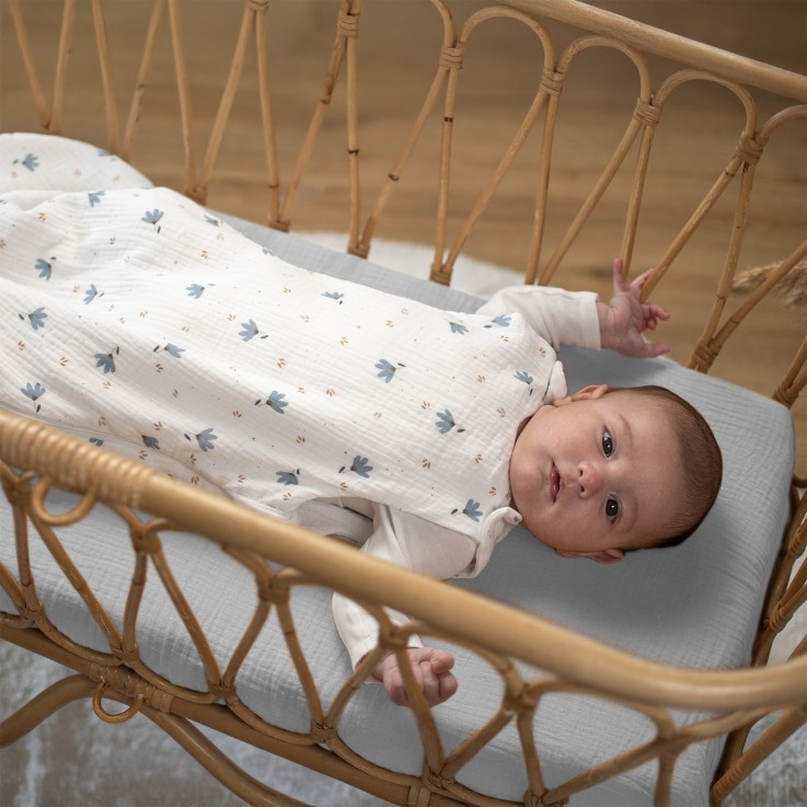 Lot de 3 draps housse berceau en gaze de coton, Uni