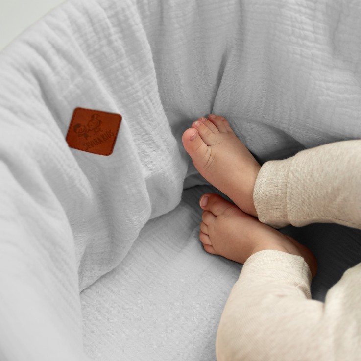 Lot de 3 Draps housses couffin en gaze de coton, Uni