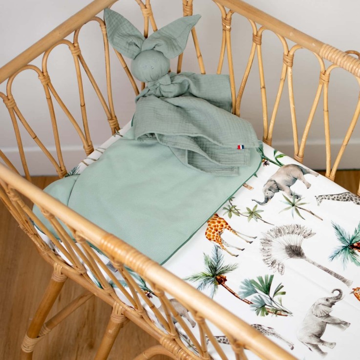 Drap housse berceau en coton, Safari