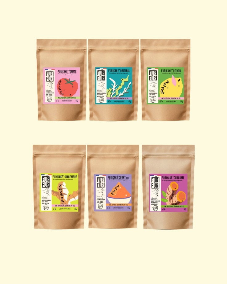 PACK 6 ECO-RECHARGES FURIKAKE - Alternative au sel - Condiment sésame & algues