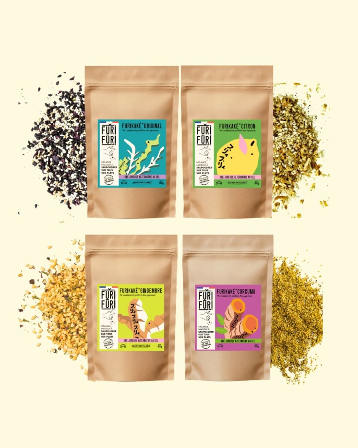 PACK 4 ECO-RECHARGES FURIKAKE - Alternative au sel - Condiment sésame & algues