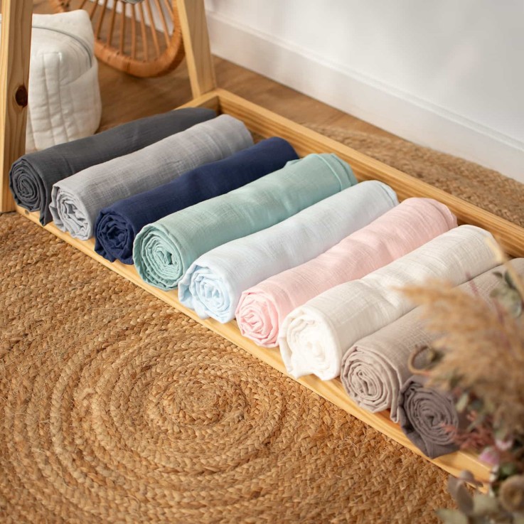 Drap housse berceau en gaze de coton à carreaux