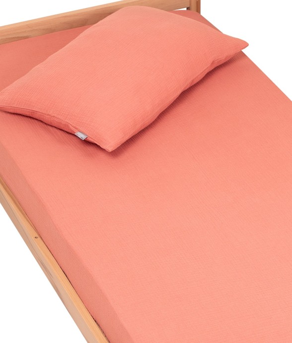 Drap housse uni en gaze de...