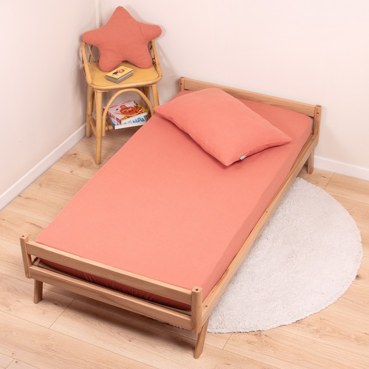 Drap housse uni en gaze de coton