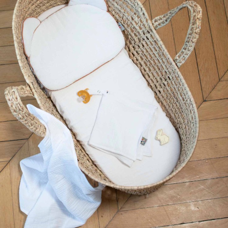 Drap housse couffin ovale en gaze de coton, Jeanne