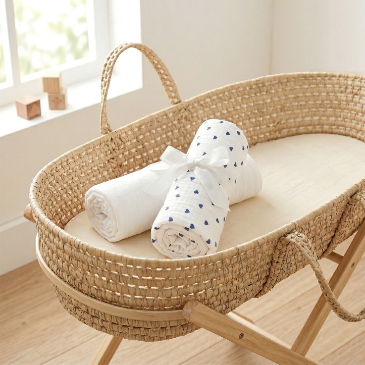 Lot de 2 Draps housses couffin en gaze de coton, Lovio